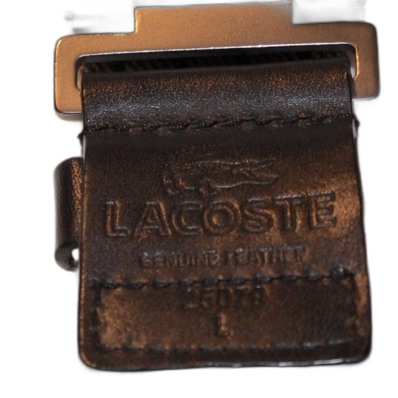 Lacoste Men’s Woven Belt – Grey & Black Stripes, Adjustable Fit Size Large - Picture 3 of 5